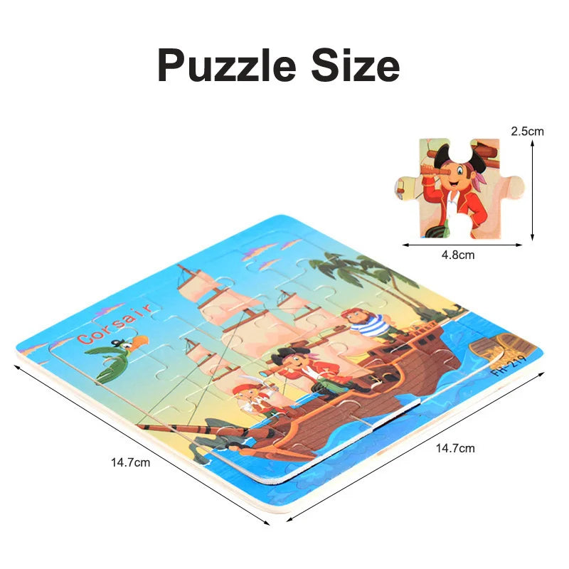 20pc Wooden 3D Animal Vehicle Puzzle Toy for Kids Age 1-3