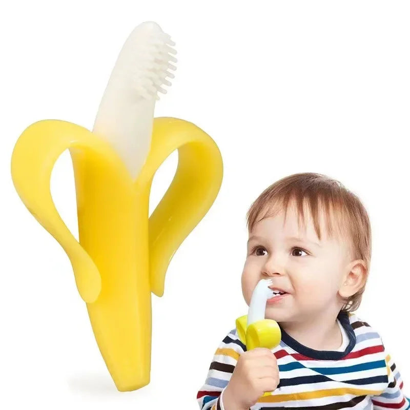 Banana Baby Teether Silicone Toothbrush BPA-Free Chew Toy