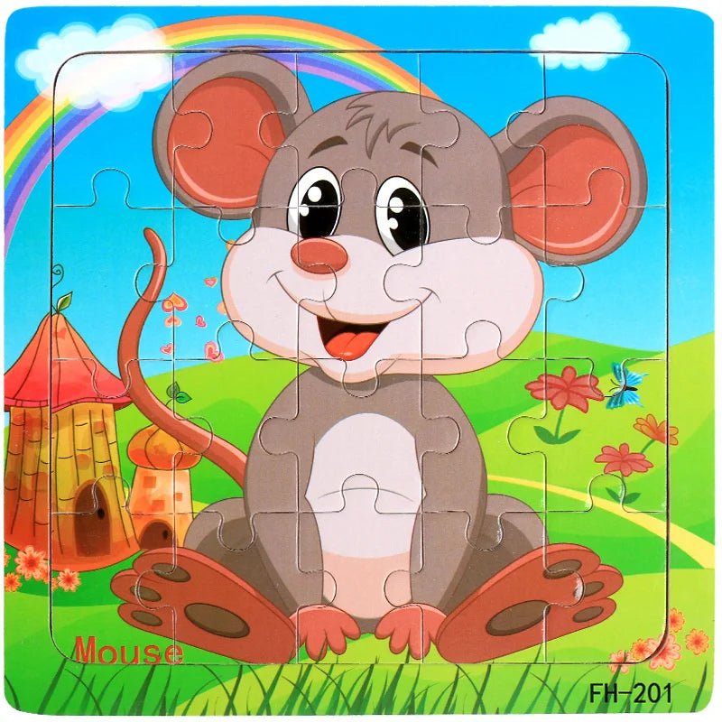20pc Wooden 3D Animal Vehicle Puzzle Toy for Kids Age 1-3