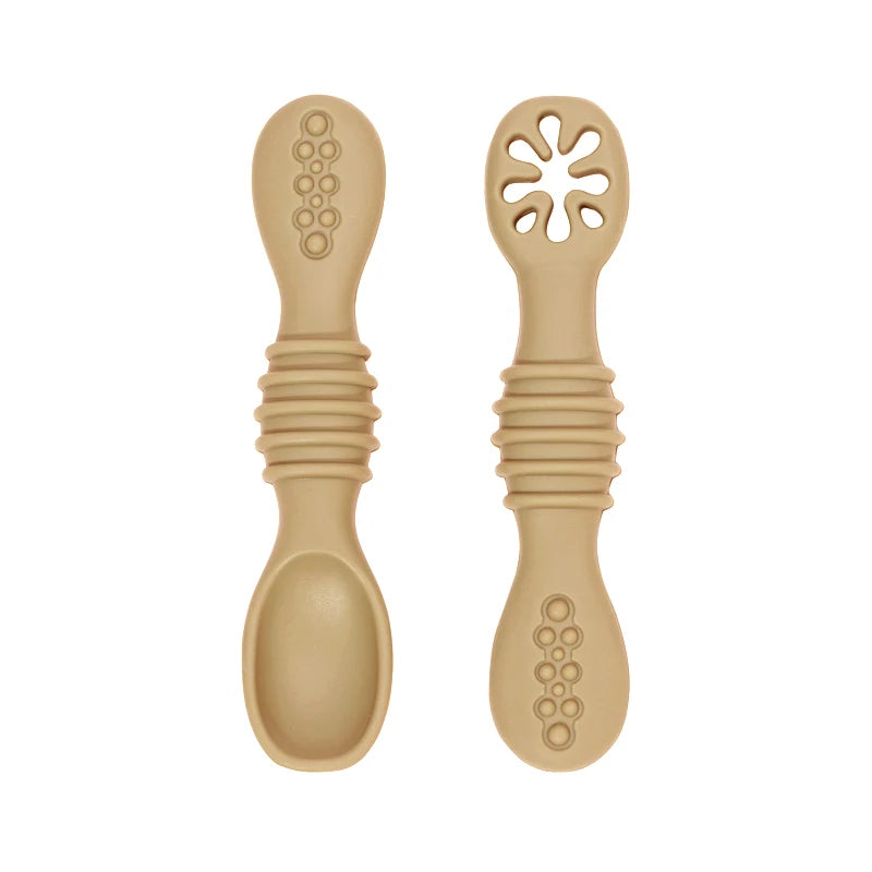 2PCS Baby Silicone Training Spoons | Kids Feeding Set