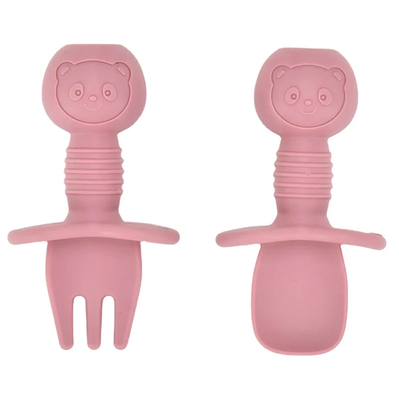 2PCS Baby Silicone Training Spoons | Kids Feeding Set