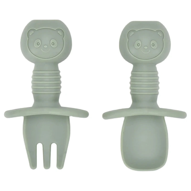 2PCS Baby Silicone Training Spoons | Kids Feeding Set