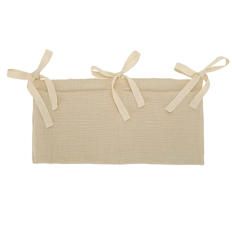 Baby Crib Storage Bag - Cotton Organizer for Diapers & Toys