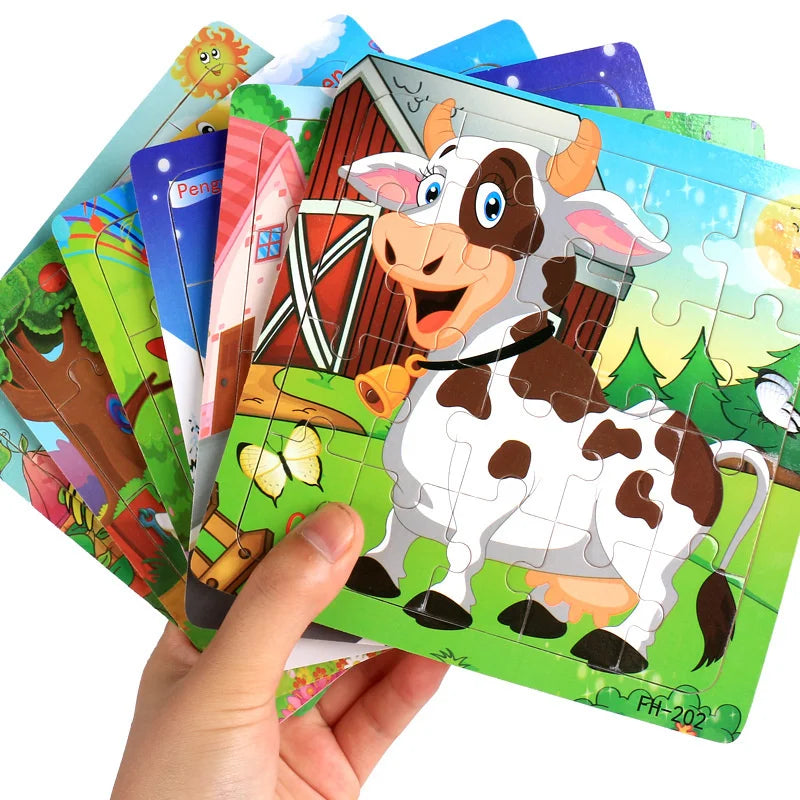 20pc Wooden 3D Animal Vehicle Puzzle Toy for Kids Age 1-3