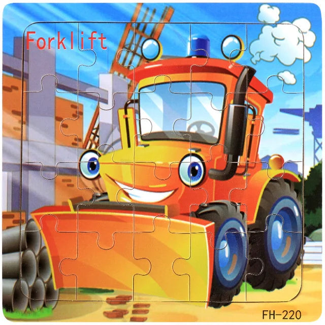 20pc Wooden 3D Animal Vehicle Puzzle Toy for Kids Age 1-3