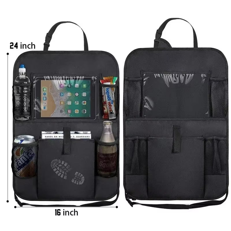 Car Backseat Organizer with Tablet Holder - Multi-Pocket Storage & Seat Protector for Kids/Pets