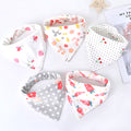 5Pcs Baby Bibs Cotton Bandana Triangle Cartoon Print Towel