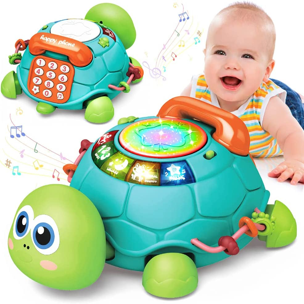 Baby Toys 6 to 12 Months, Musical Turtle Crawling Baby Toys