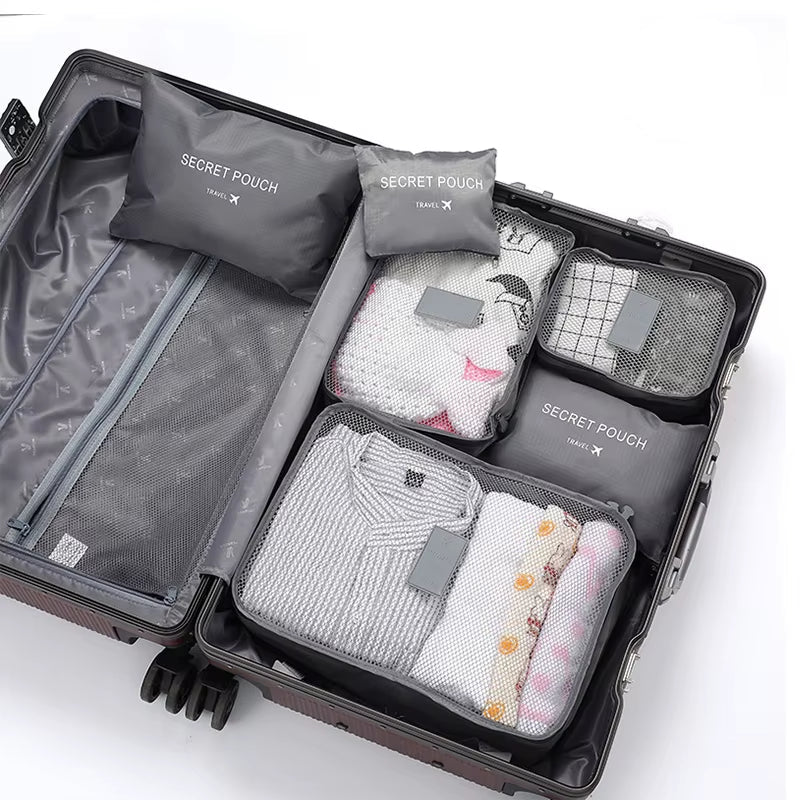 6 Pcs Travel Clothes Storage Bags Set Portable Luggage Organizer Suitcase Pouch Pouch Packing Cube for Shoes Packing Clothes