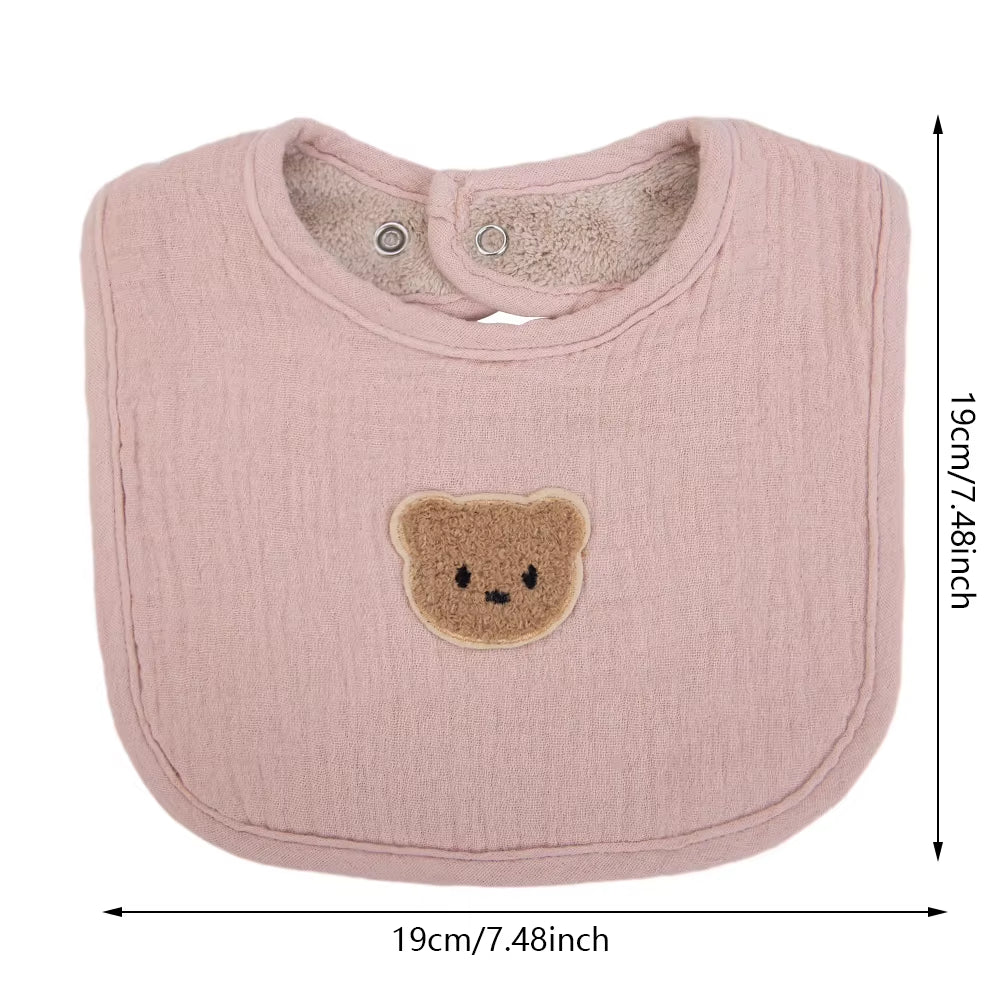 Cute Bear Muslin Cotton Baby Bibs Saliva Towel U-Absorbent Pockets Korean Children Kids Boys Girls Bandanas Feeding Burp Clothes