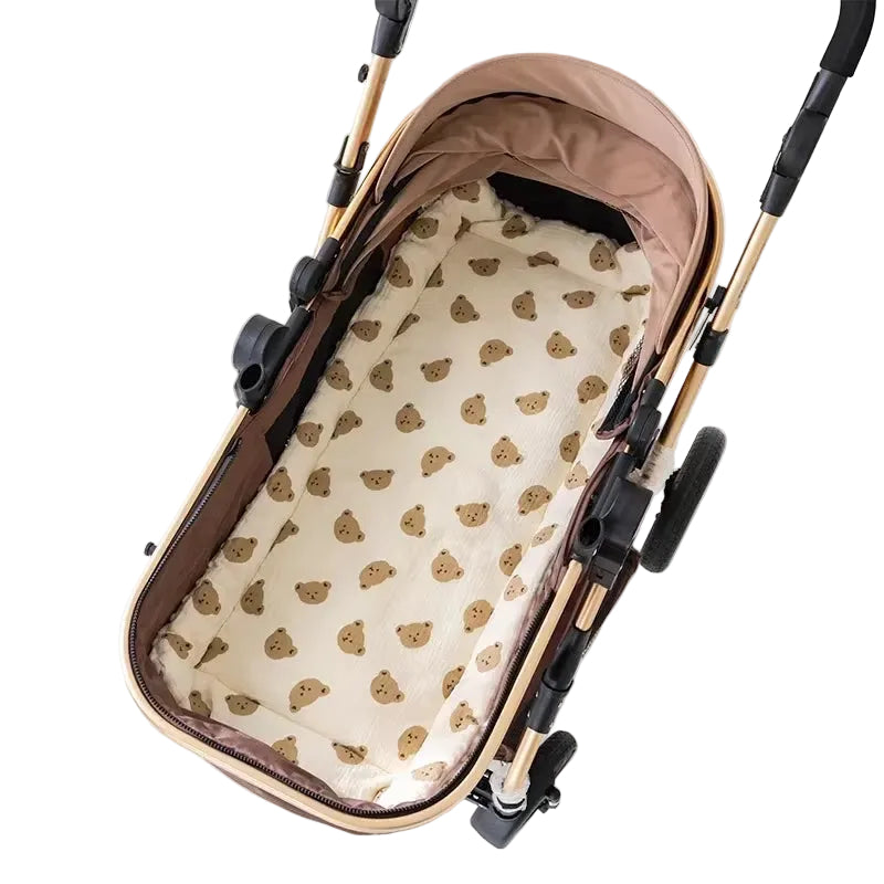 Cartoon Bear Baby Stroller Seat Cushion Cotton Soft Newborn Car Seat Pad Infant Pushchair Mattress Mat Kid Pram Accessories