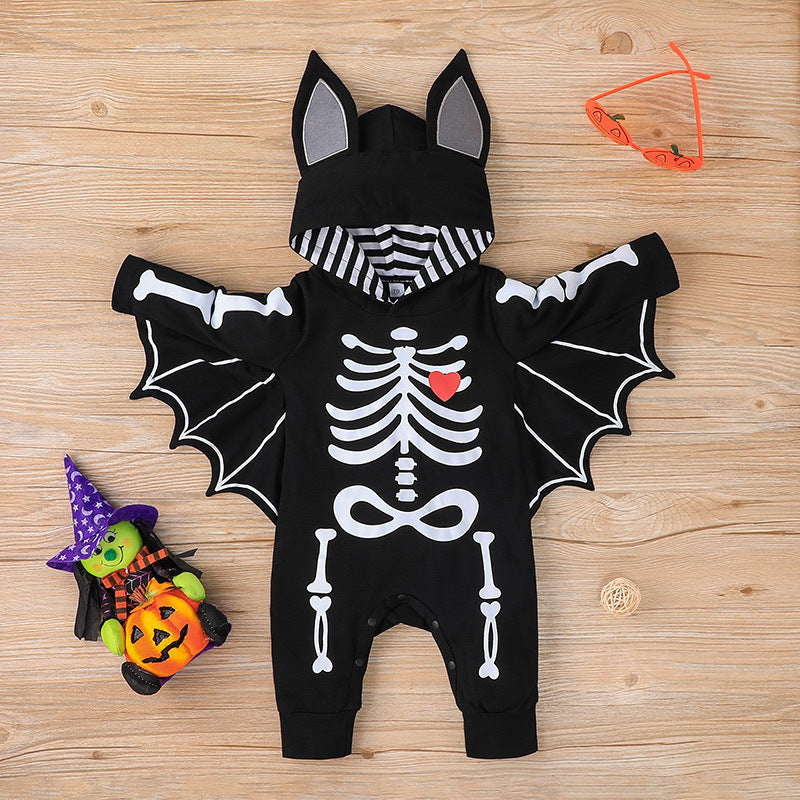 Halloween Bat Baby Romper – Cotton Hooded Jumpsuit for Infants