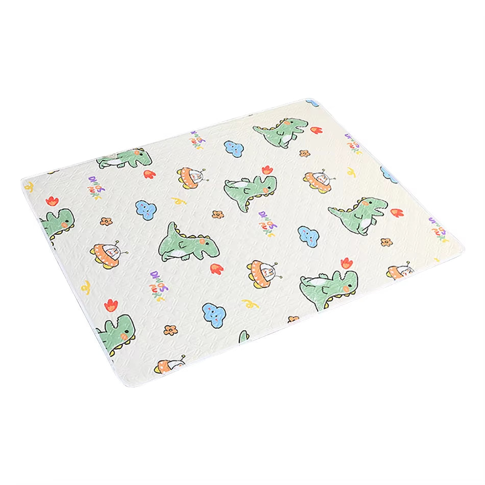 80x120cm 4-Layer Waterproof Dino Heart Diaper Mat for Baby Care