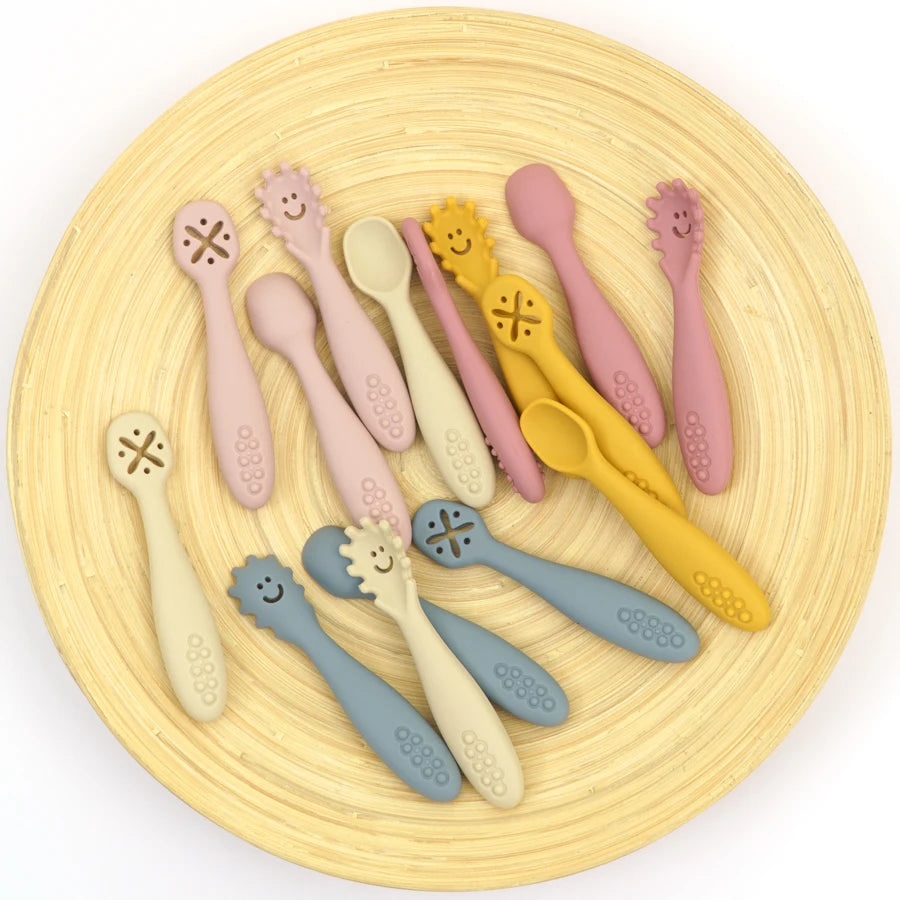 3PCS Baby Silicone Spoon Fork Set, Toddler Feeding Cutlery