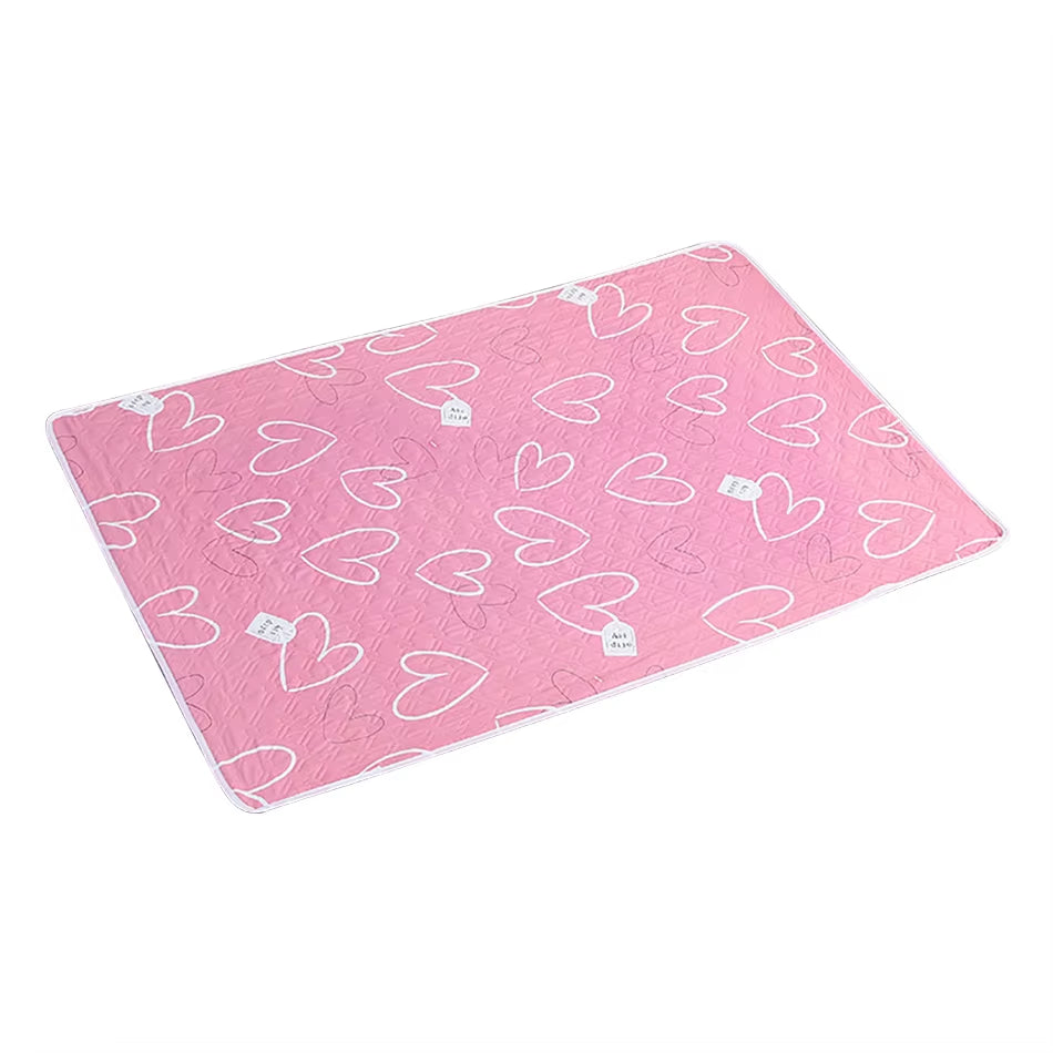 80x120cm 4-Layer Waterproof Dino Heart Diaper Mat for Baby Care