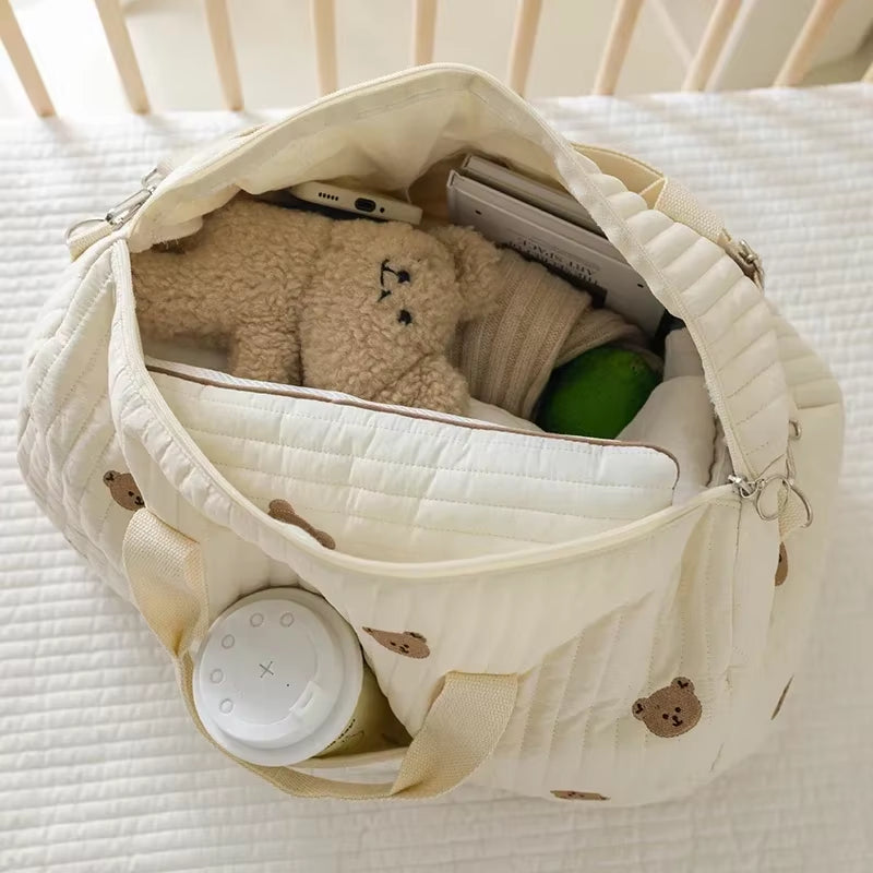 New Embroidered Mom Bag Storage Bag Large Capacity Mommy Travel Bag Fashion Multi-Functional Handbag Lightweight Diagonal