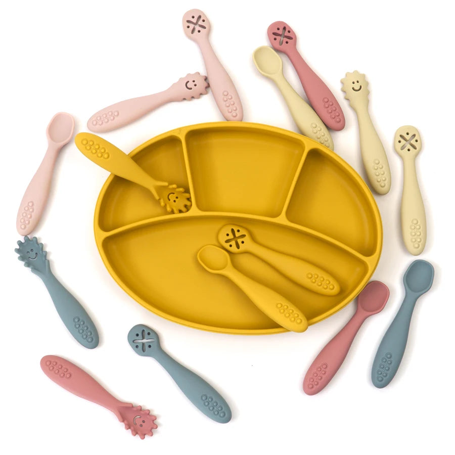 3PCS Baby Silicone Spoon Fork Set, Toddler Feeding Cutlery