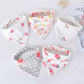 5Pcs Baby Bibs Cotton Bandana Triangle Cartoon Print Towel