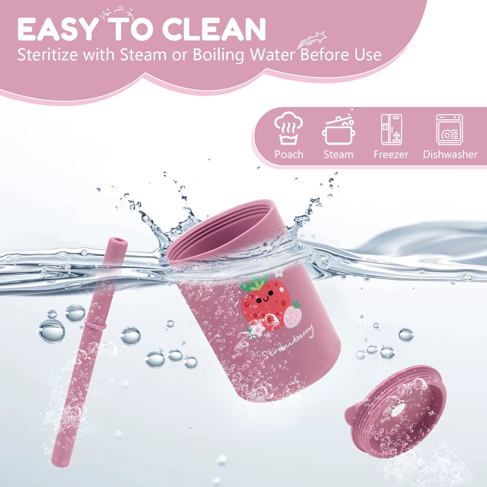 TYRY.HU 1PCS Baby Silicone Sippy Cup with Lid Portable Drinking Cup Children'S Anti-Leak Feeding Cup Food Grade Silicone 150ML