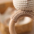 Crochet Bunny Wooden Rattle – Handmade Baby Sensory Teether