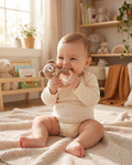 Crochet Bunny Wooden Rattle – Handmade Baby Sensory Teether
