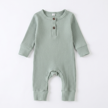 Ribbed Knit Baby Romper – Long-Sleeve Newborn One-Piece