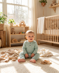 Ribbed Knit Baby Romper – Long-Sleeve Newborn One-Piece