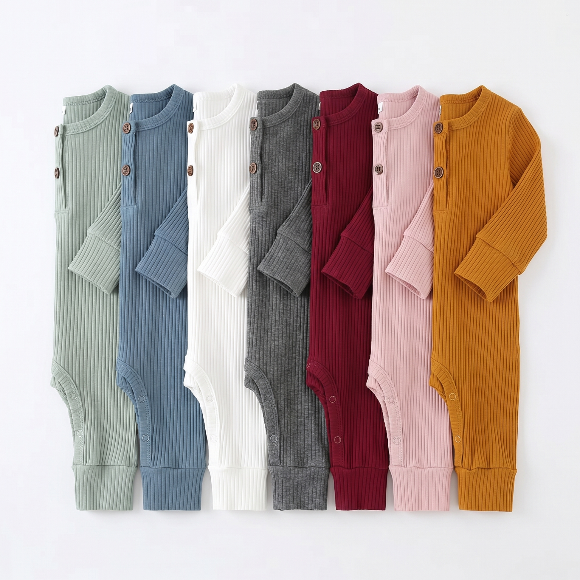 Ribbed Knit Baby Romper – Long-Sleeve Newborn One-Piece