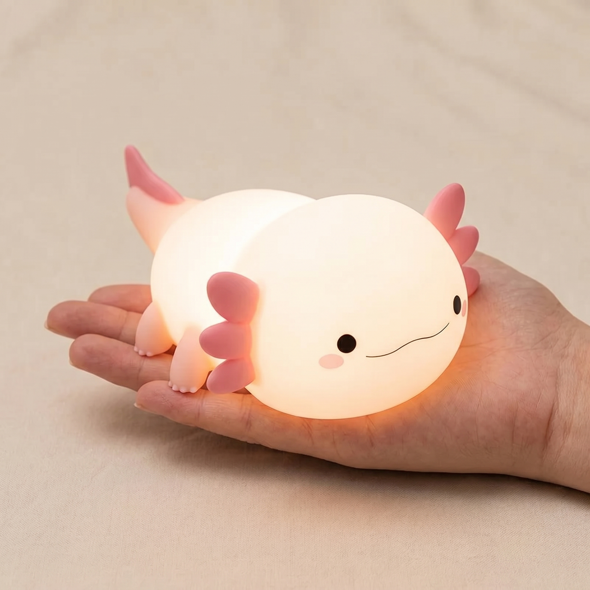 Squishy Axolotl Night Light – Dimmable Silicone Nursery Lamp