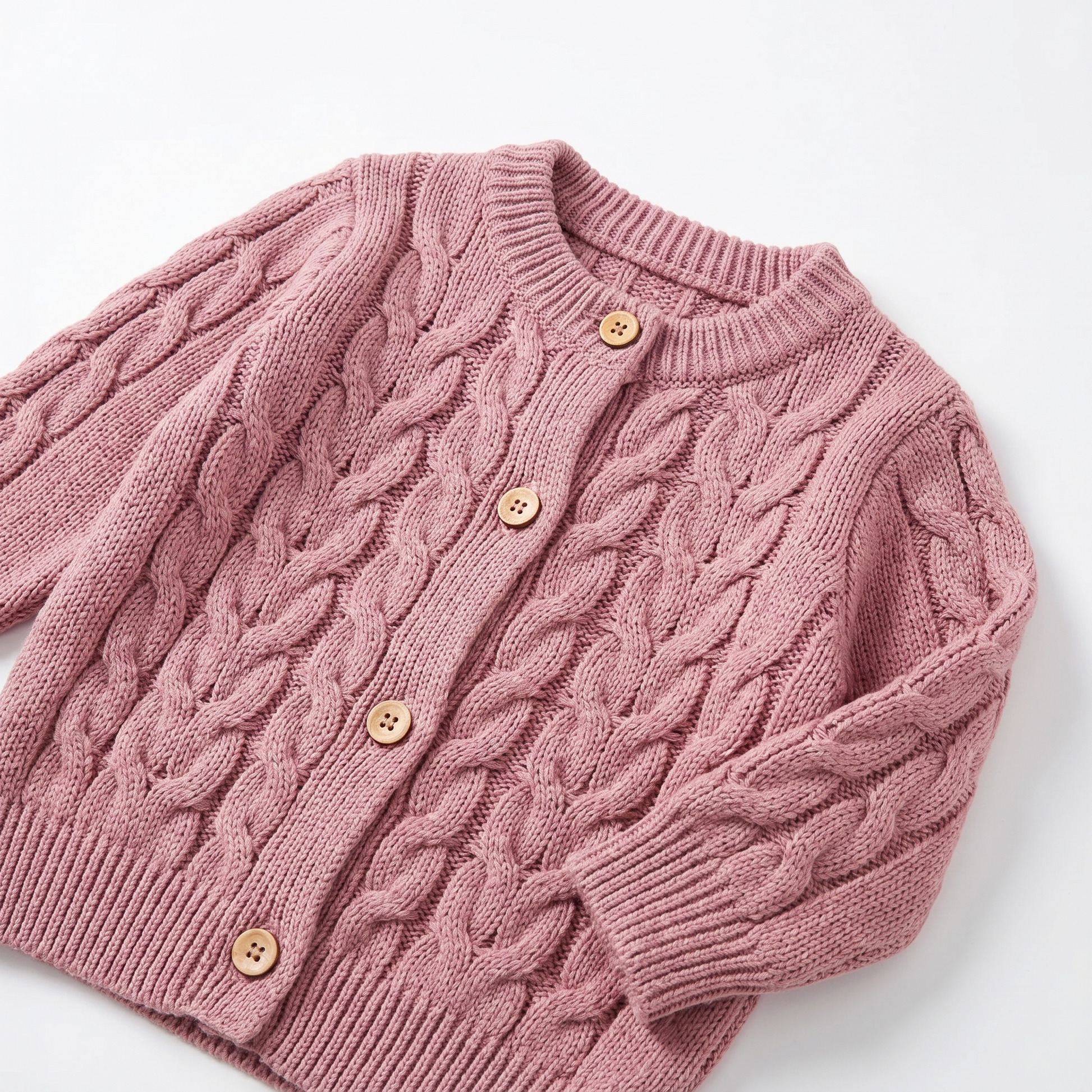 Cable Knit Baby Cardigan – Soft Button-Up Newborn Sweater