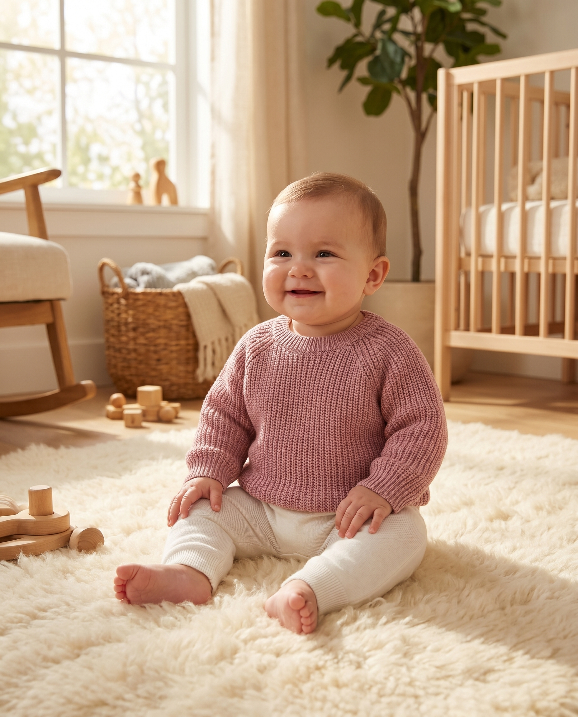 Cable Knit Baby Cardigan – Soft Button-Up Newborn Sweater