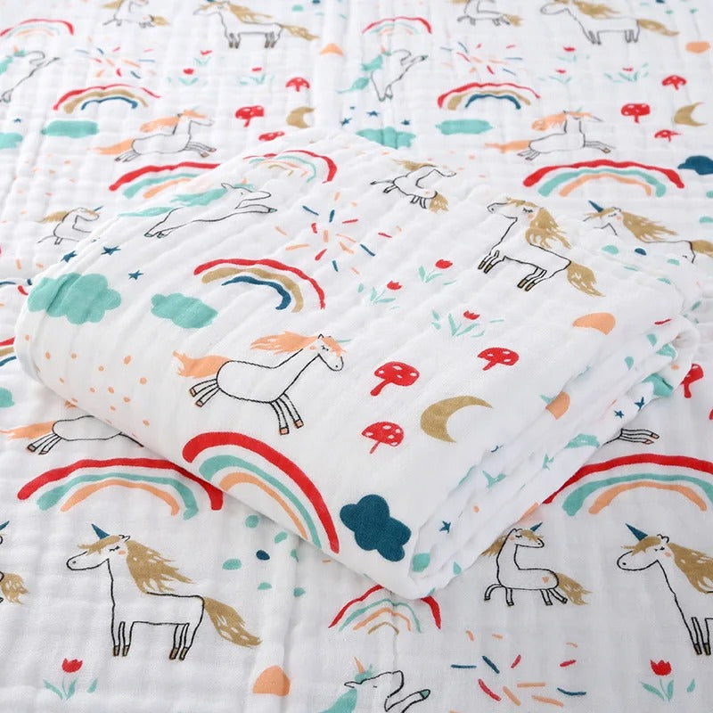 Cotton Baby Bath Towel Blanket – 4-Layer Newborn Wrap